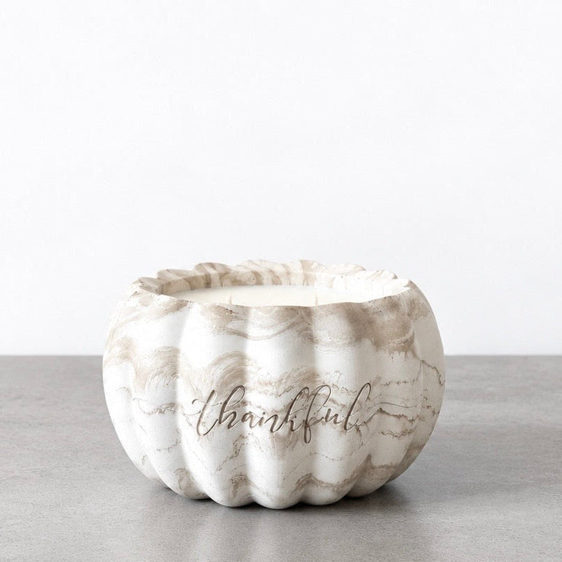 Thankful Pumpkin Candle – Deep Olive Marble | 9.5 oz