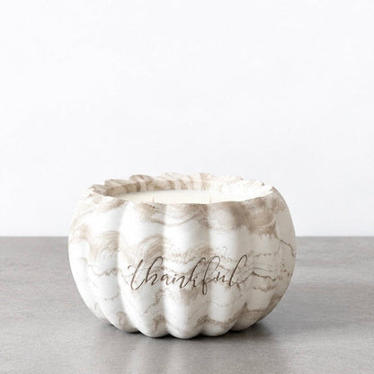 Thankful Pumpkin Candle – Deep Olive Marble | 9.5 oz