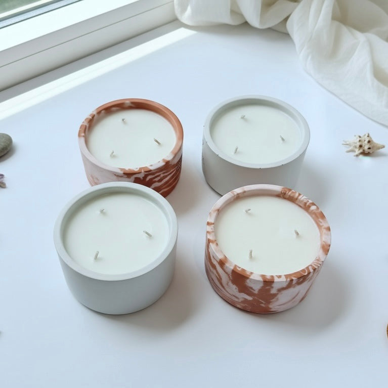 Handmade Soy Wax Candle Collection in White and Marbled Concrete Vessels – Luxury Home Fragrance, Christian Gift Ideas, Faith-Inspired Home Decor and Artisan Candles